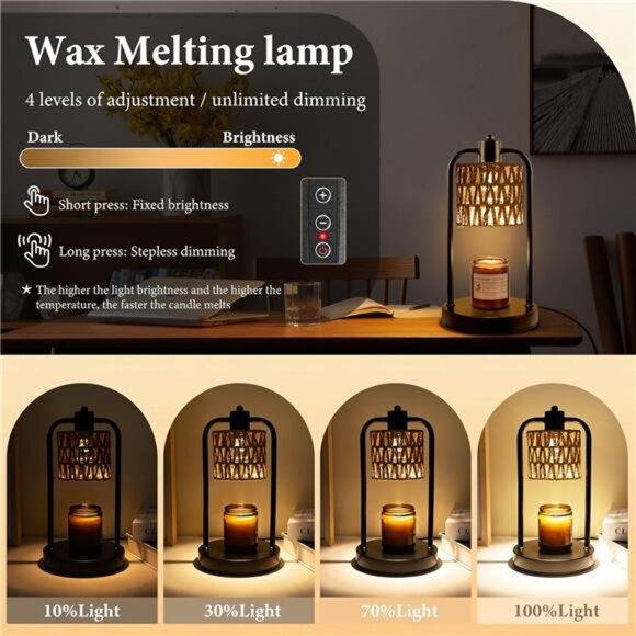 Candle Warmer Lamp Electric Wax Melter Dimmable Timer Jar Candle Home Decor - Picture 4 of 7